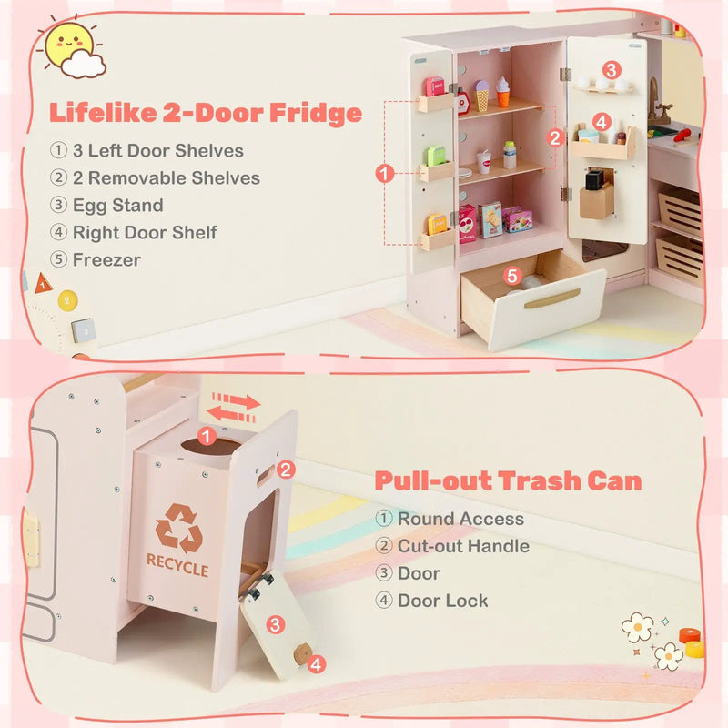 Corner Play Kitchen with Lights and Sounds for Ages 3+ by DirectDeals