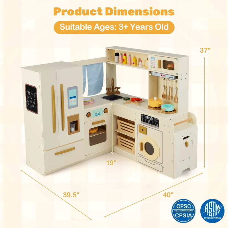 Corner Play Kitchen with Lights and Sounds for Ages 3+ by DirectDeals