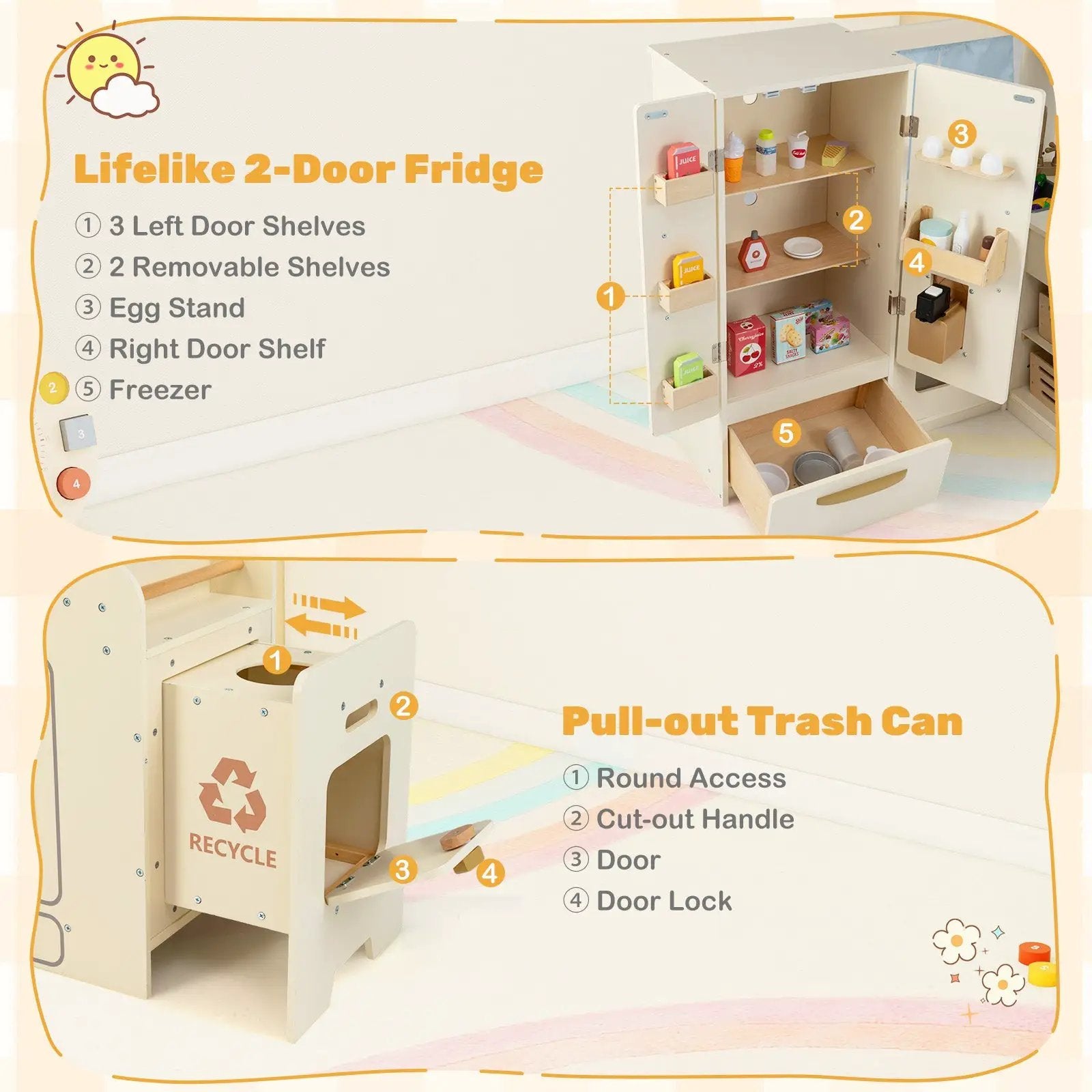 Corner Play Kitchen with Lights and Sounds for Ages 3+ by DirectDeals