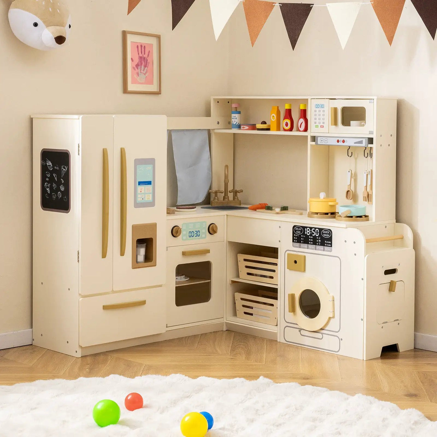 Corner Play Kitchen with Lights and Sounds for Ages 3+ by DirectDeals