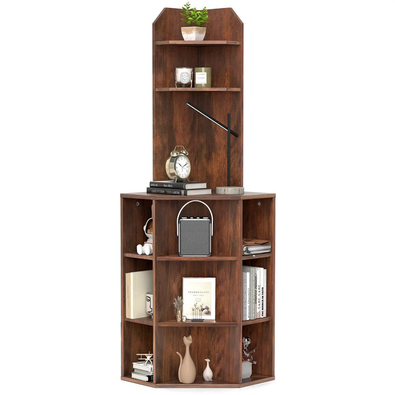 6-Tier Corner Shelf with Charging Station and 2 USB Ports by DirectDeals
