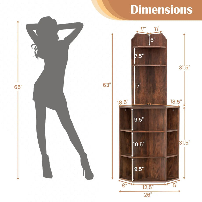 6-Tier Corner Shelf with Charging Station and 2 USB Ports by DirectDeals