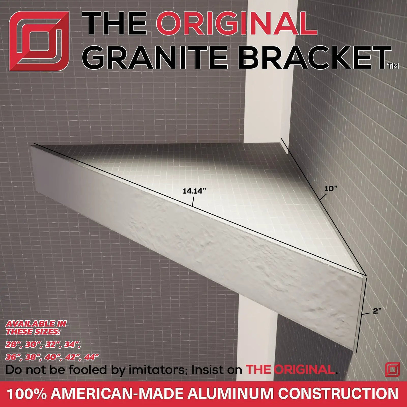 The Original™ Corner Shower Shelf (10" x 10") by The Original Granite Bracket