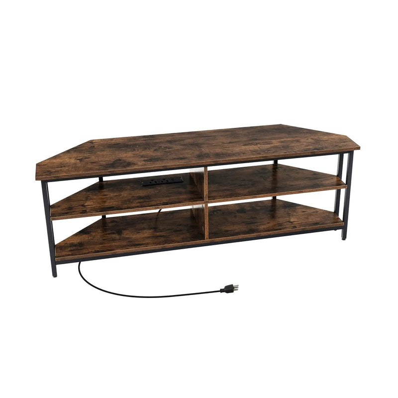3-Tier Corner TV Stand for TVs up to 65 Inches with Charging Station by DirectDeals