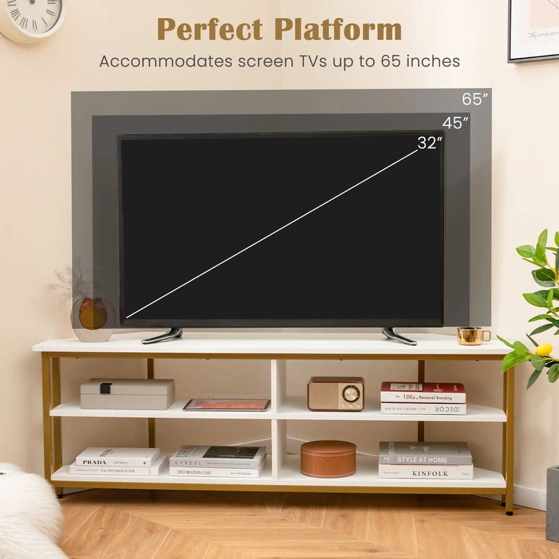 3-Tier Corner TV Stand for TVs up to 65 Inches with Charging Station by DirectDeals
