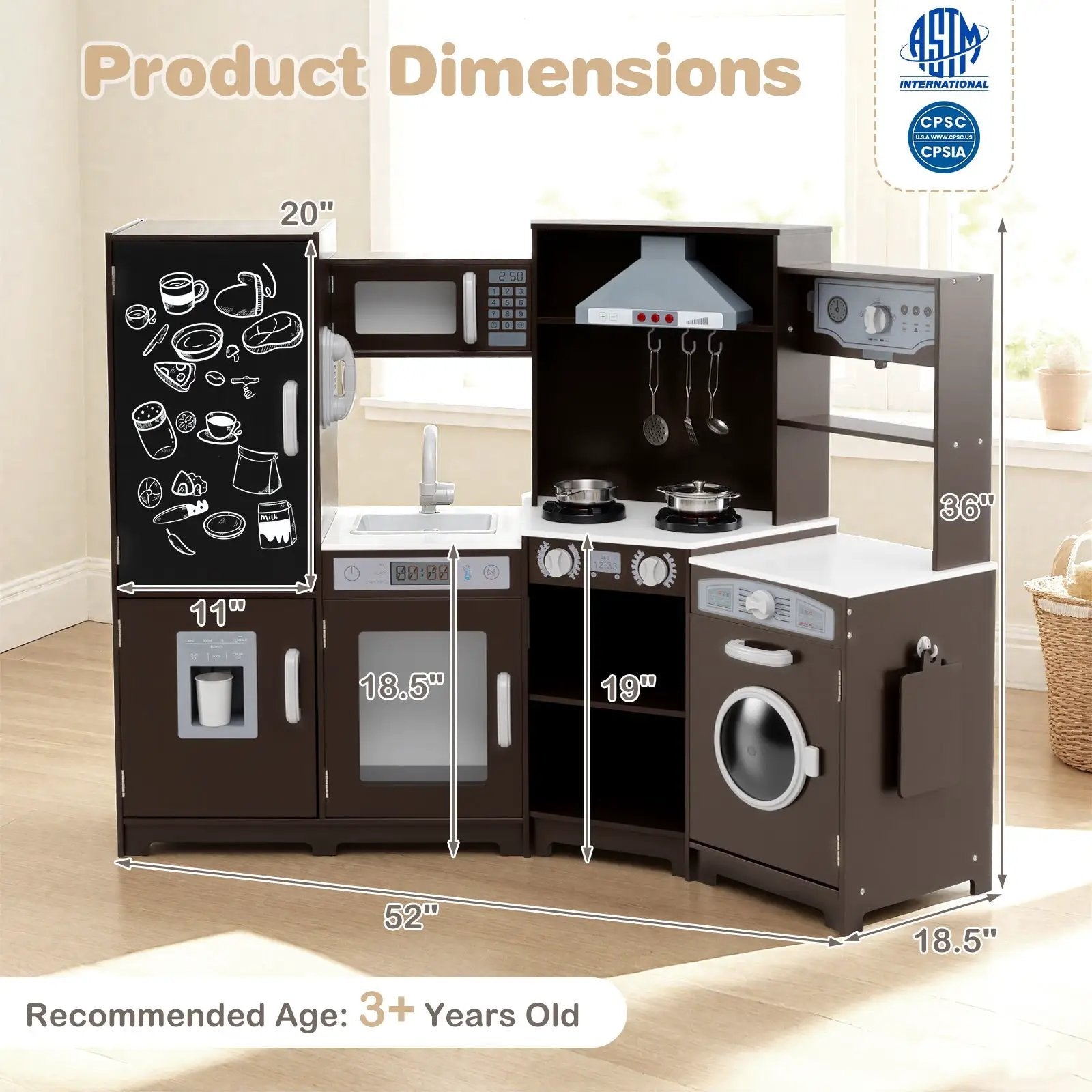 Corner Wooden Play Kitchen with Lights and Sounds Large Pretend Play Kitchen Set by DirectDeals