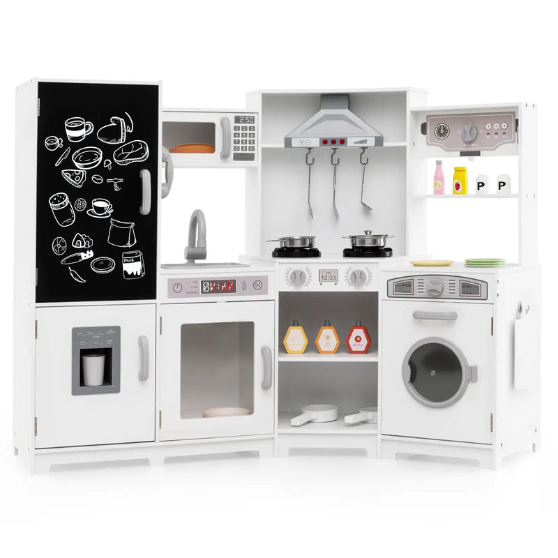 Corner Wooden Play Kitchen with Lights and Sounds Large Pretend Play Kitchen Set by DirectDeals
