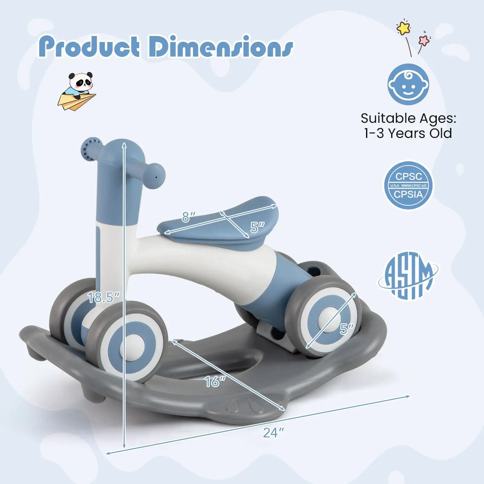 3 in 1 Rocking Horse with Detachable Balance Board and Seat by DirectDeals