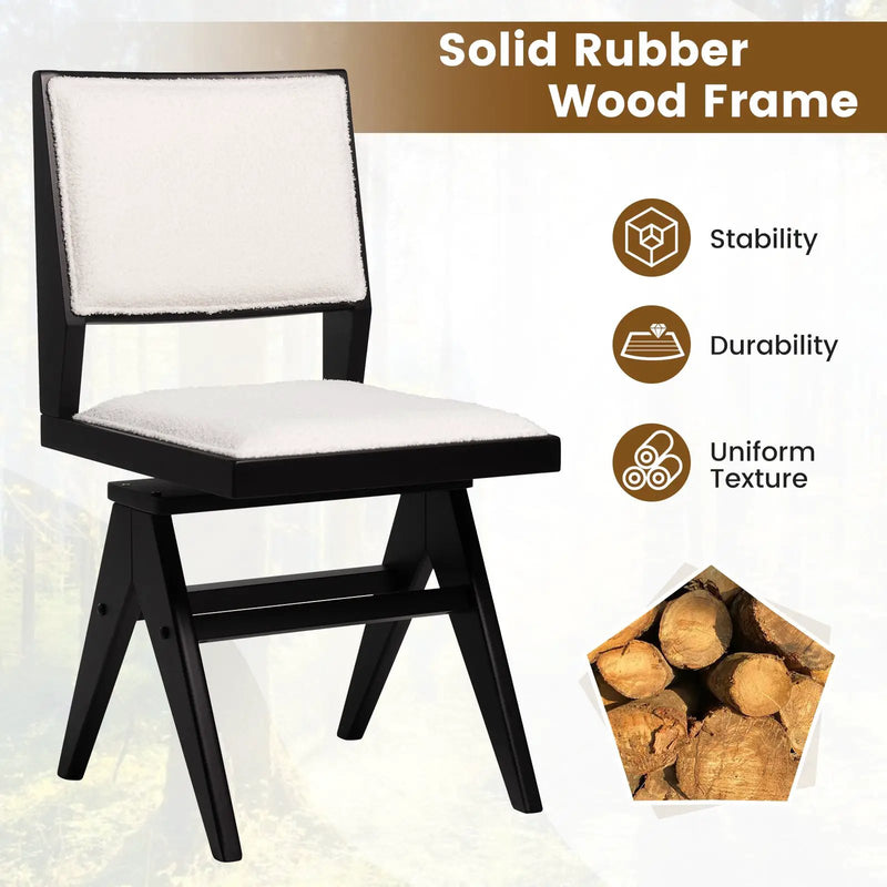 Swivel Wooden Dining Chair Set of 2 with Rubber Wood Frame and Padded Seat-Black by DirectDeals