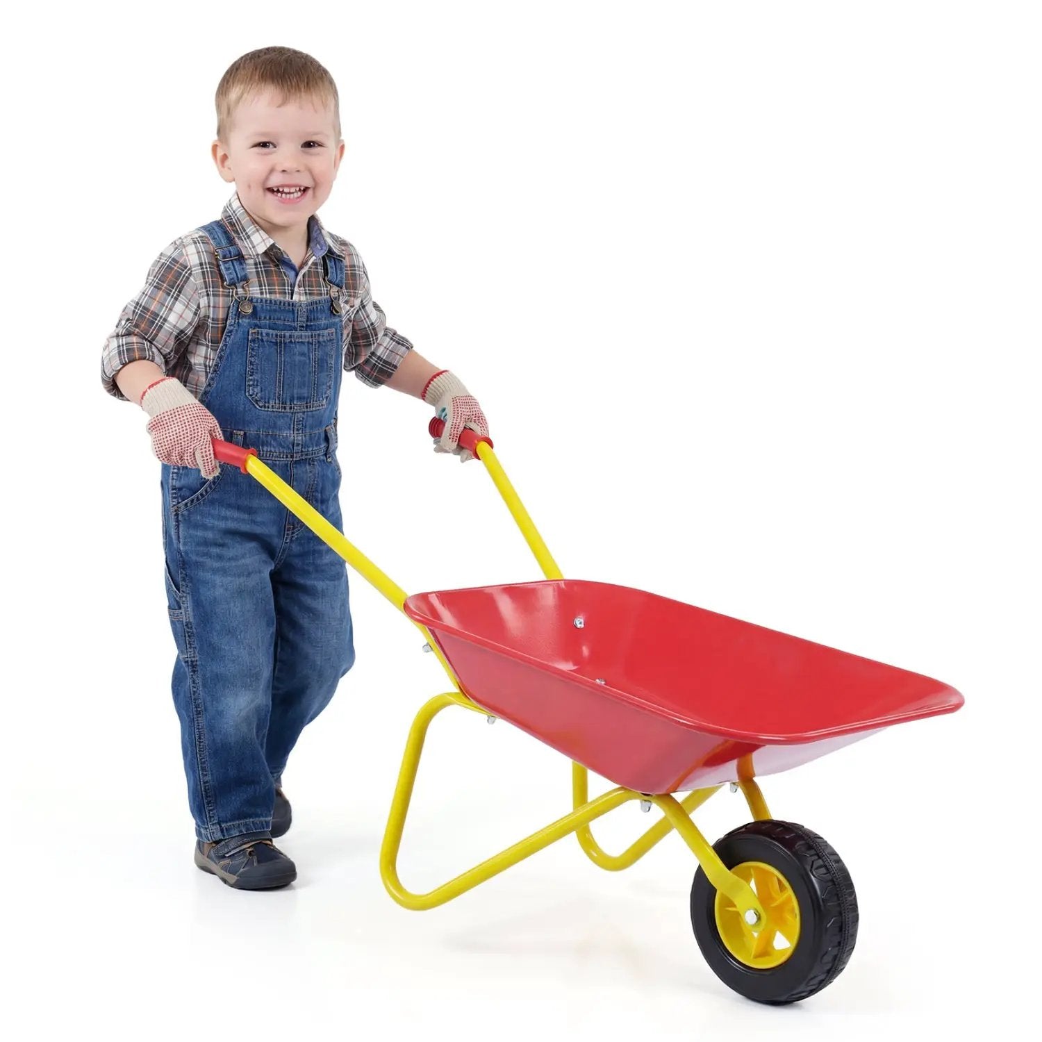 Costzon Kids Wheelbarrow with All-Terrain Wheels-Red by DirectDeals