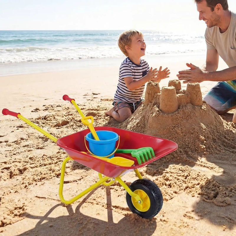 Costzon Kids Wheelbarrow with All-Terrain Wheels-Red by DirectDeals