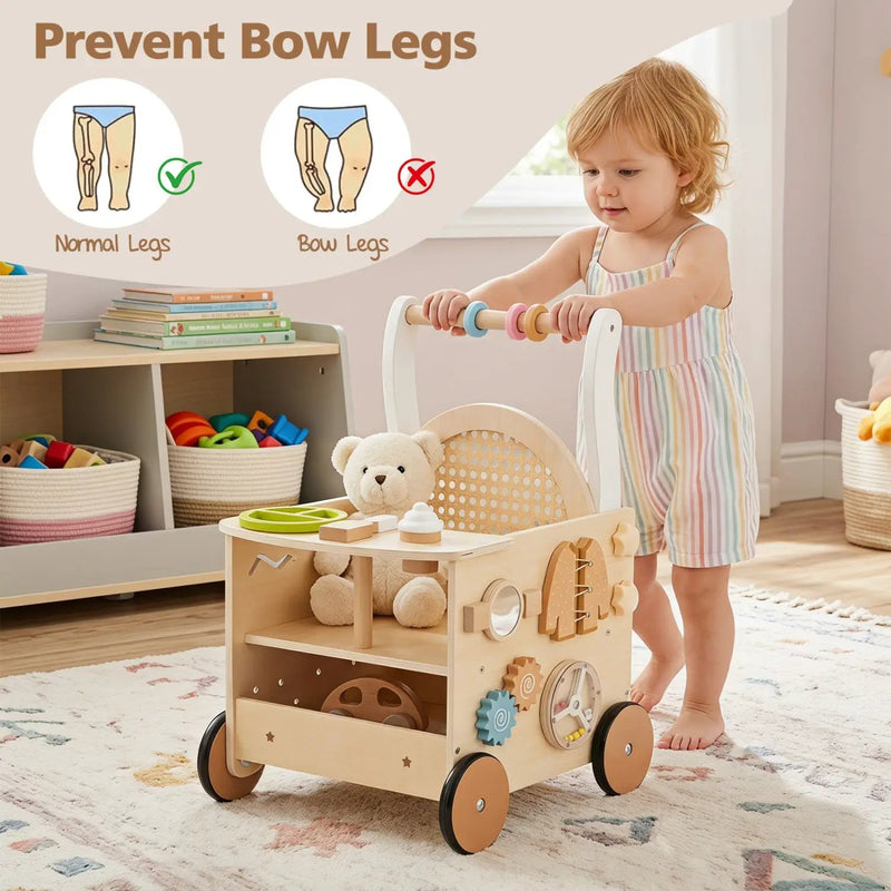 Wooden Push Walker 13-in-1 Activity Center with Storage by DirectDeals