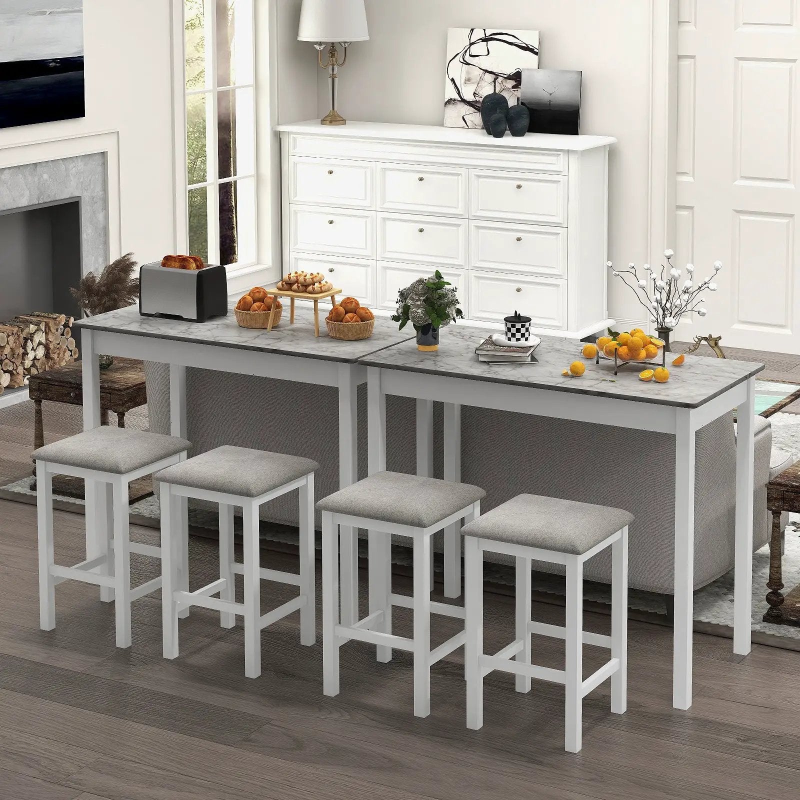 Counter-Height Dining Table and 2 Upholstered Bar Stools by DirectDeals