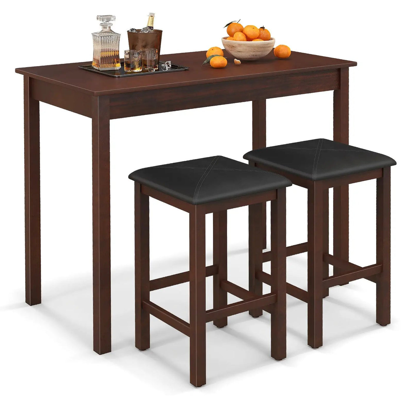 Counter-Height Dining Table and 2 Upholstered Bar Stools by DirectDeals