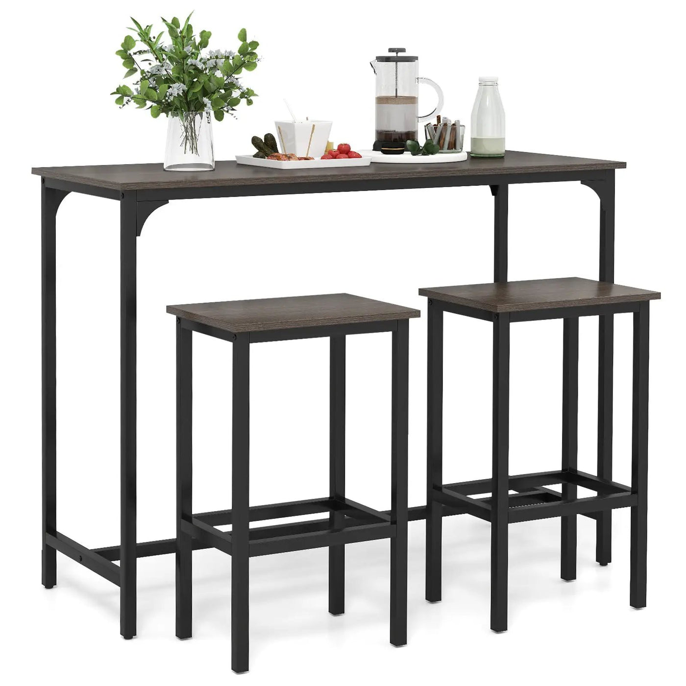 Industrial 3-Piece 47.5" Counter-Height Dining Table and 2 Bar Stools by DirectDeals