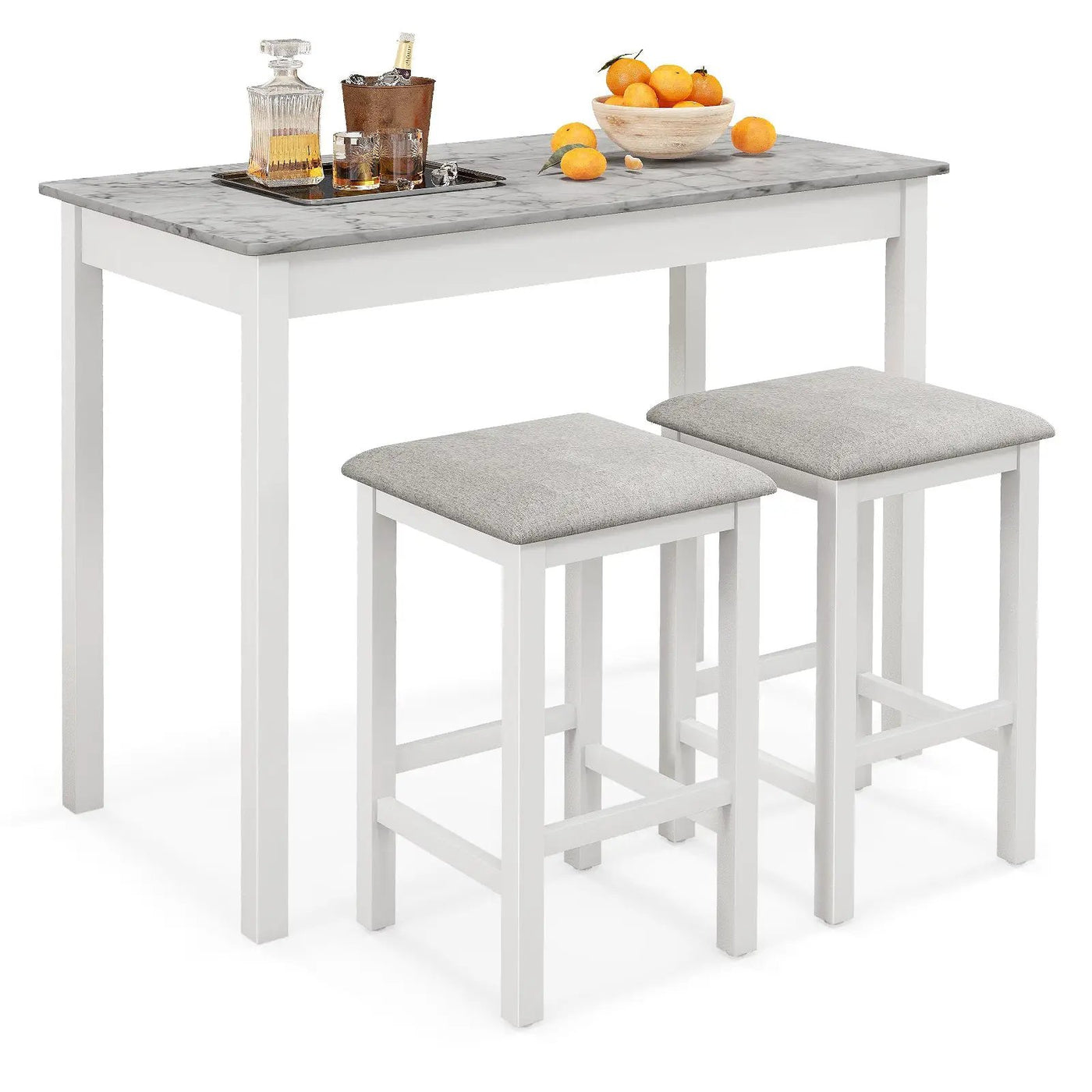 Counter-Height Dining Table and 2 Upholstered Bar Stools by DirectDeals