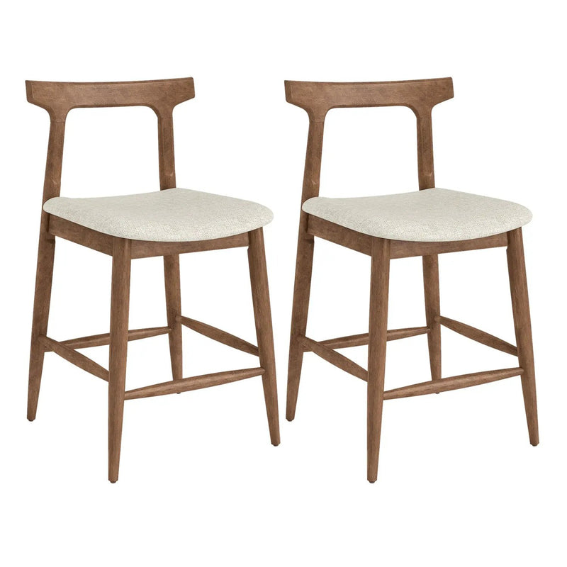 Counter Height Bar Stools 24 Inch Solid Wood Kitchen Island Chairs with Curved Backs by DirectDeals