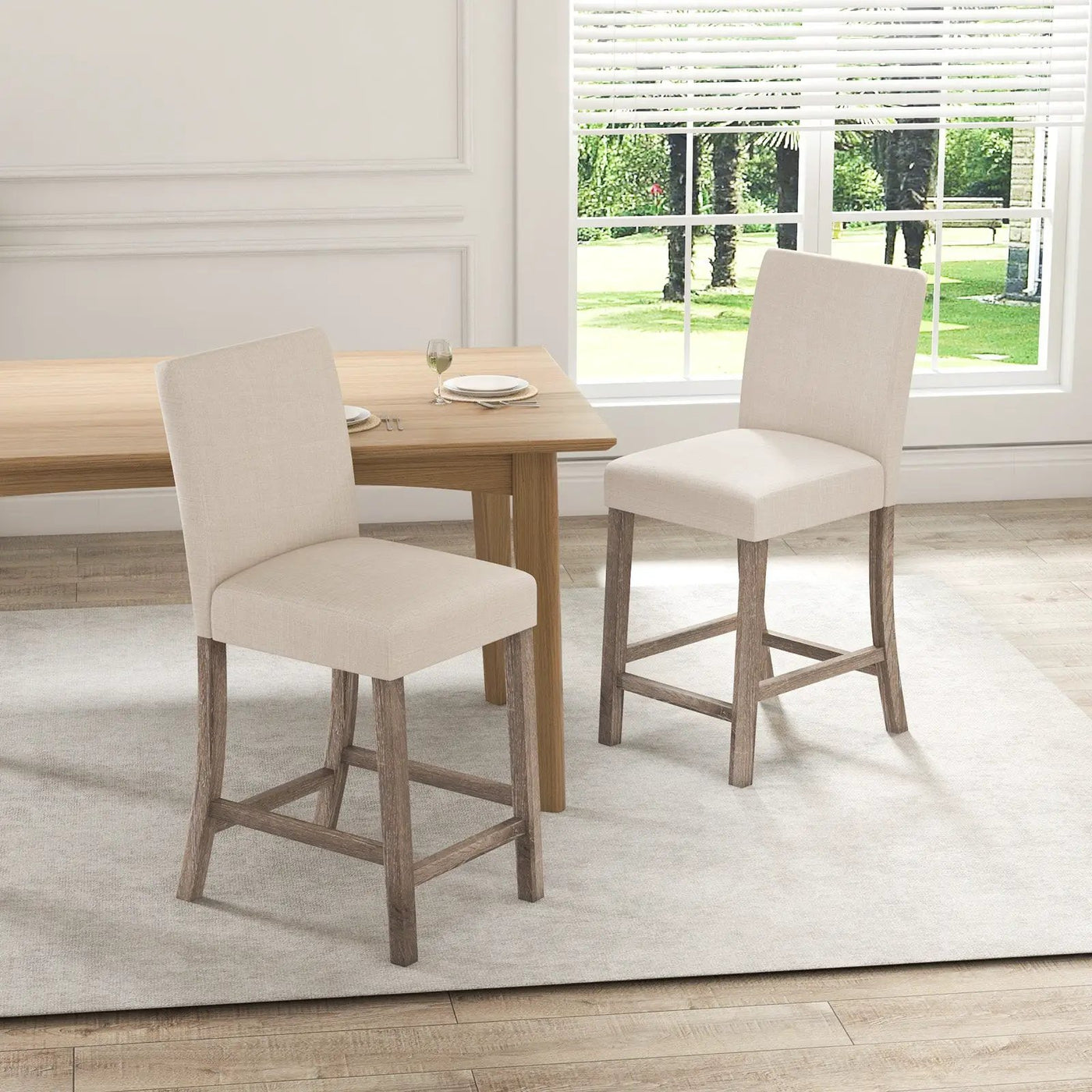 Counter Height Bar Stools Set of 2 with Back and Footrest by DirectDeals