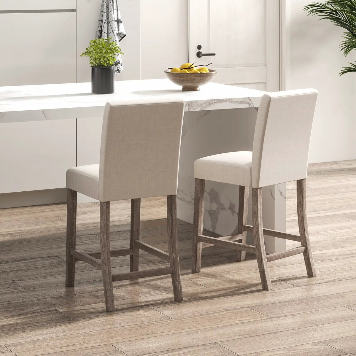 Counter Height Bar Stools Set of 2 with Back and Footrest by DirectDeals