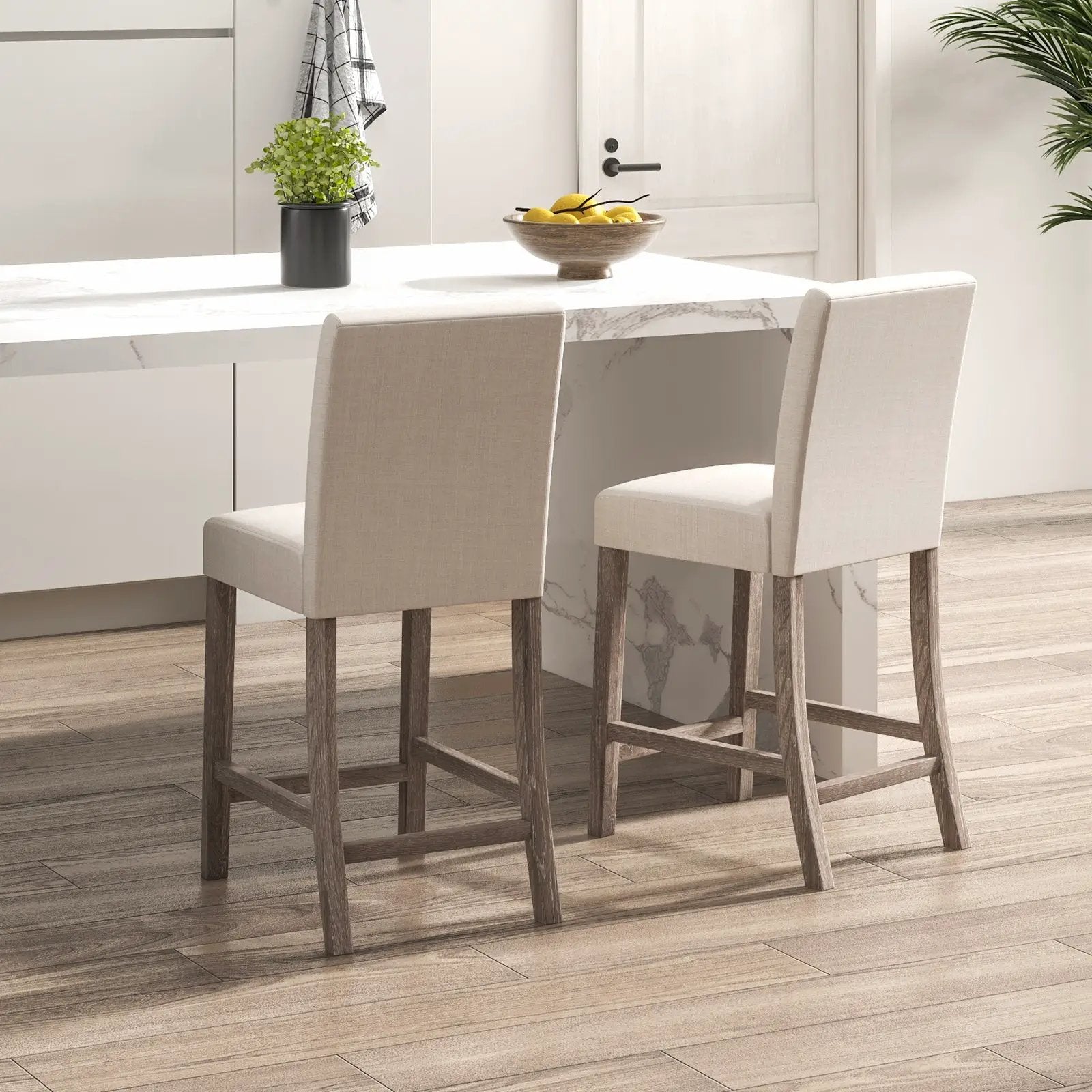 Counter Height Bar Stools Set of 2 with Back and Footrest by DirectDeals