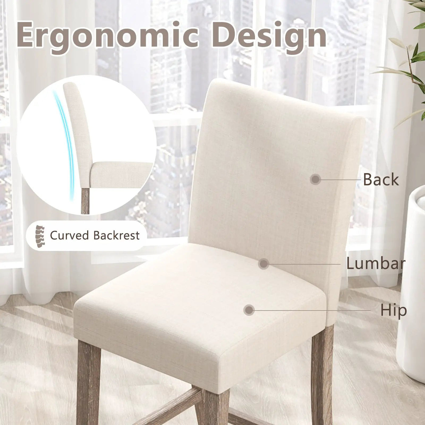 Counter Height Bar Stools Set of 2 with Back and Footrest by DirectDeals