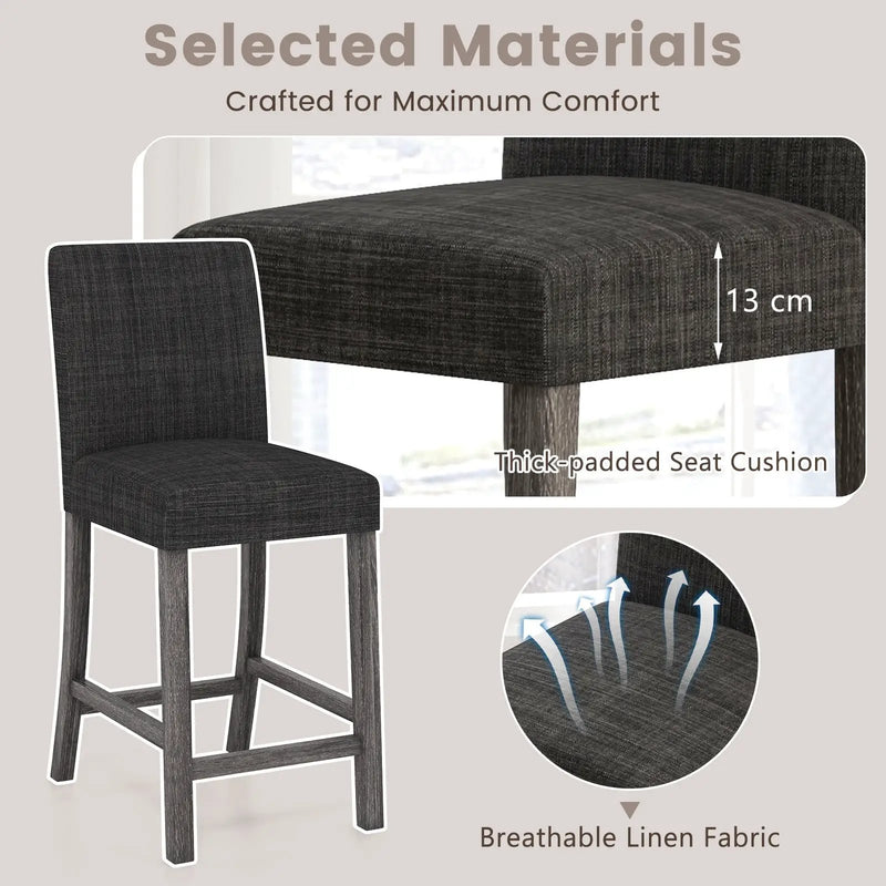 Counter Height Bar Stools Set of 2 with Back and Footrest by DirectDeals