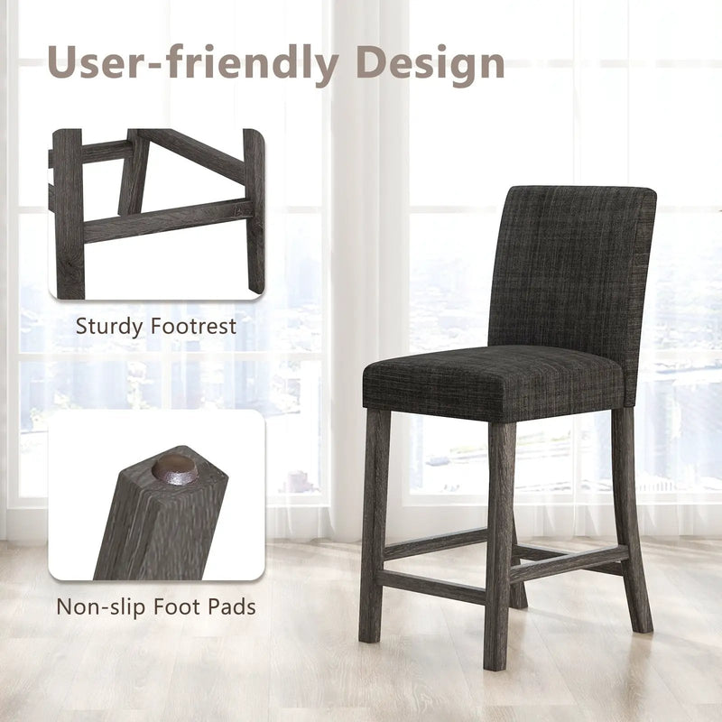 Counter Height Bar Stools Set of 2 with Back and Footrest by DirectDeals