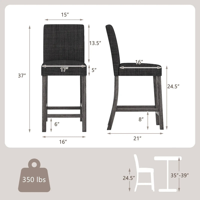 Counter Height Bar Stools Set of 2 with Back and Footrest by DirectDeals