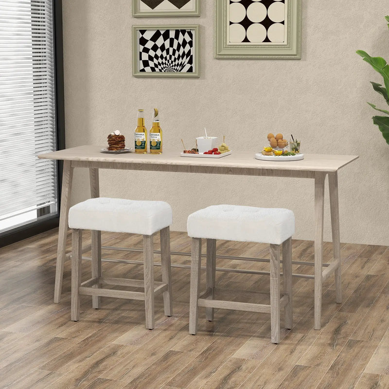Modern Counter Height Bar Stools Set of 2 with Rubber Wood Legs by DirectDeals