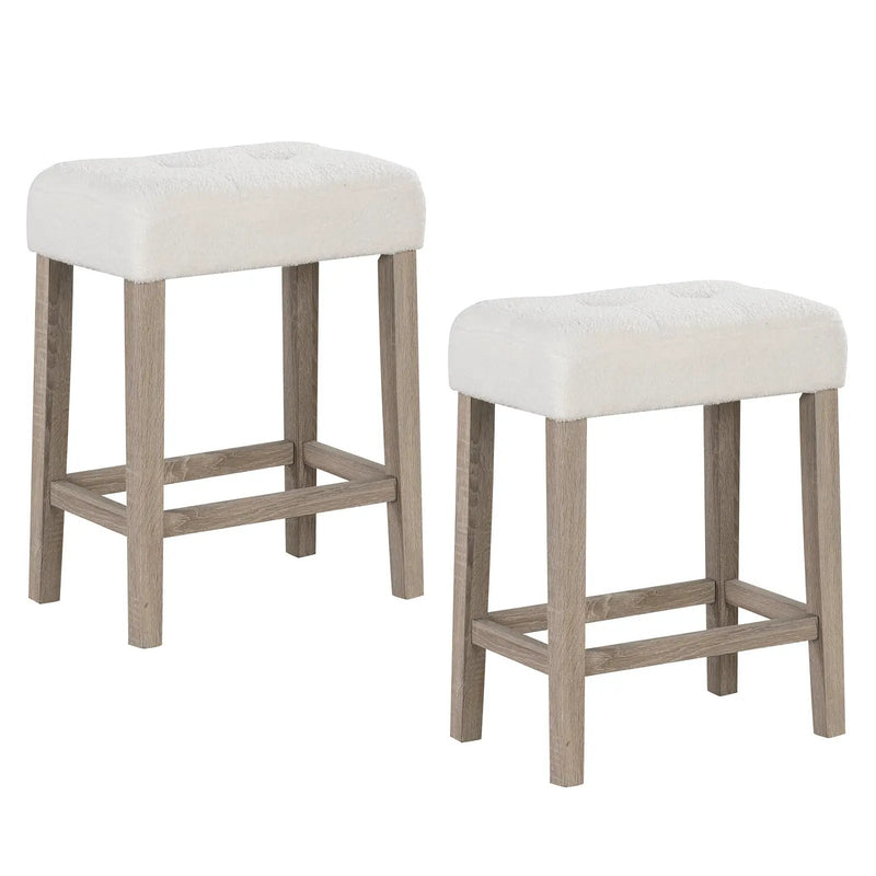 Modern Counter Height Bar Stools Set of 2 with Rubber Wood Legs by DirectDeals