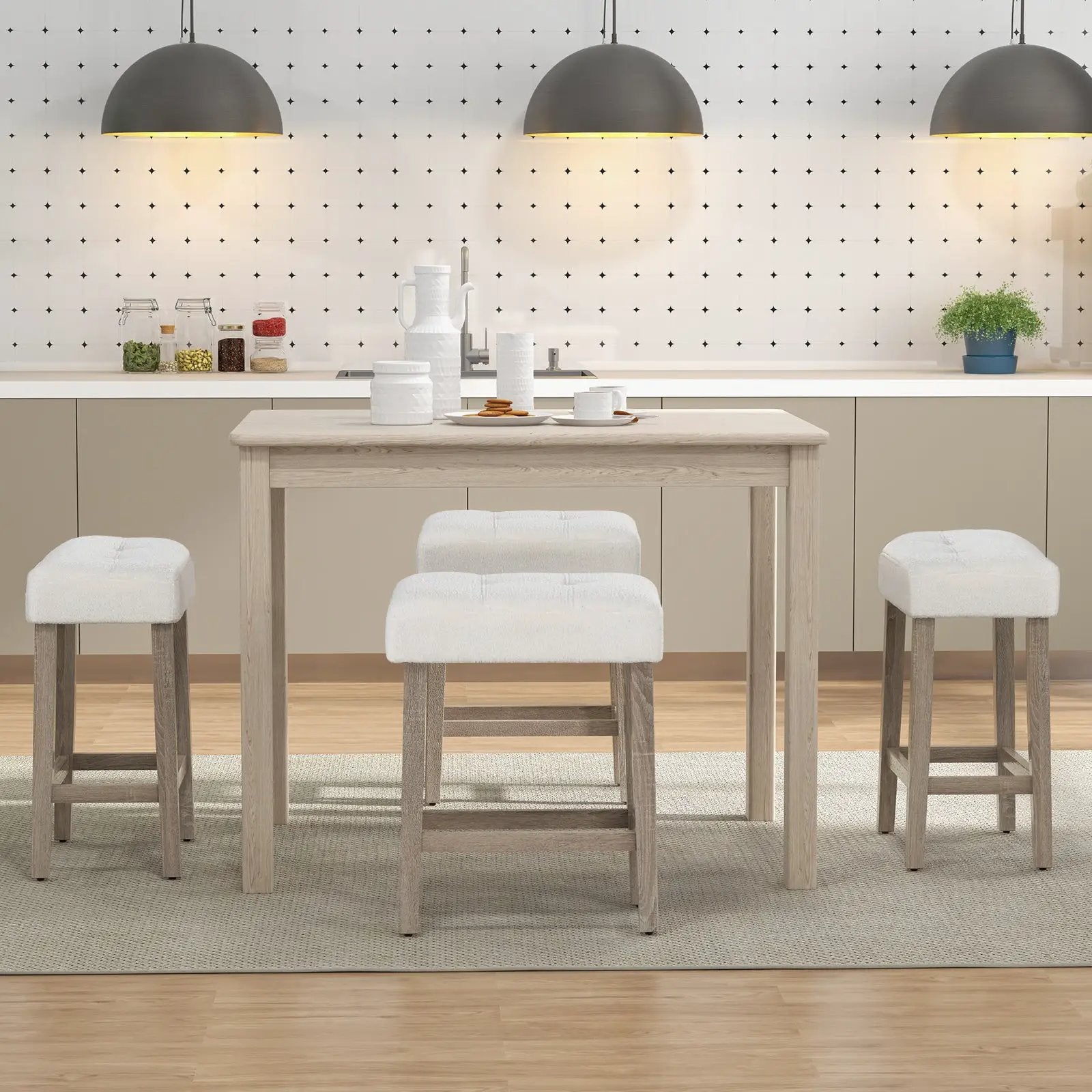 Modern Counter Height Bar Stools Set of 2 with Rubber Wood Legs by DirectDeals
