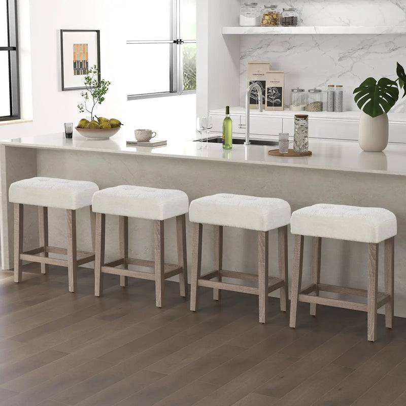Modern Counter Height Bar Stools Set of 2 with Rubber Wood Legs by DirectDeals