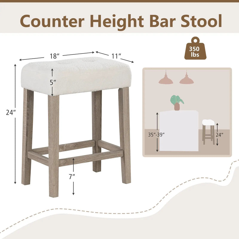 Modern Counter Height Bar Stools Set of 2 with Rubber Wood Legs by DirectDeals