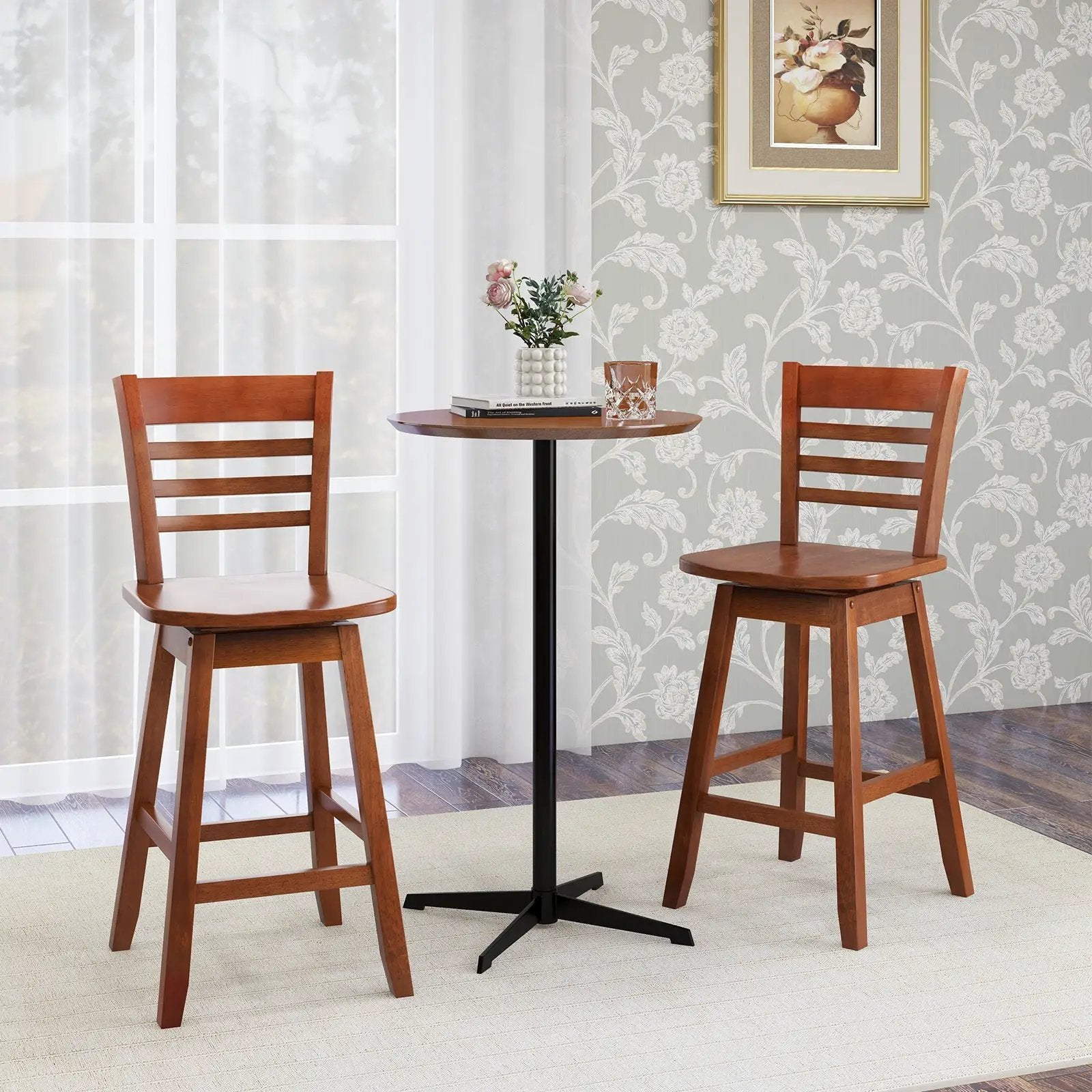 Counter Height Barstools Set of 2 with Footrest for Kitchen Island Bar by DirectDeals
