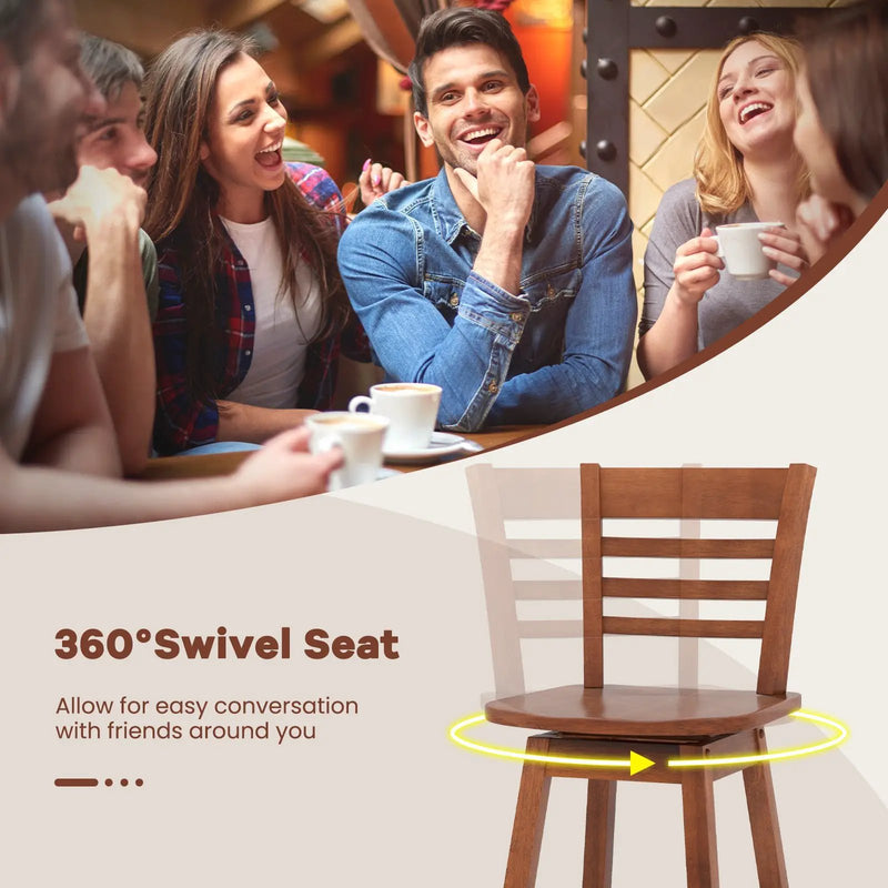 Counter Height Barstools Set of 2 with Footrest for Kitchen Island Bar by DirectDeals