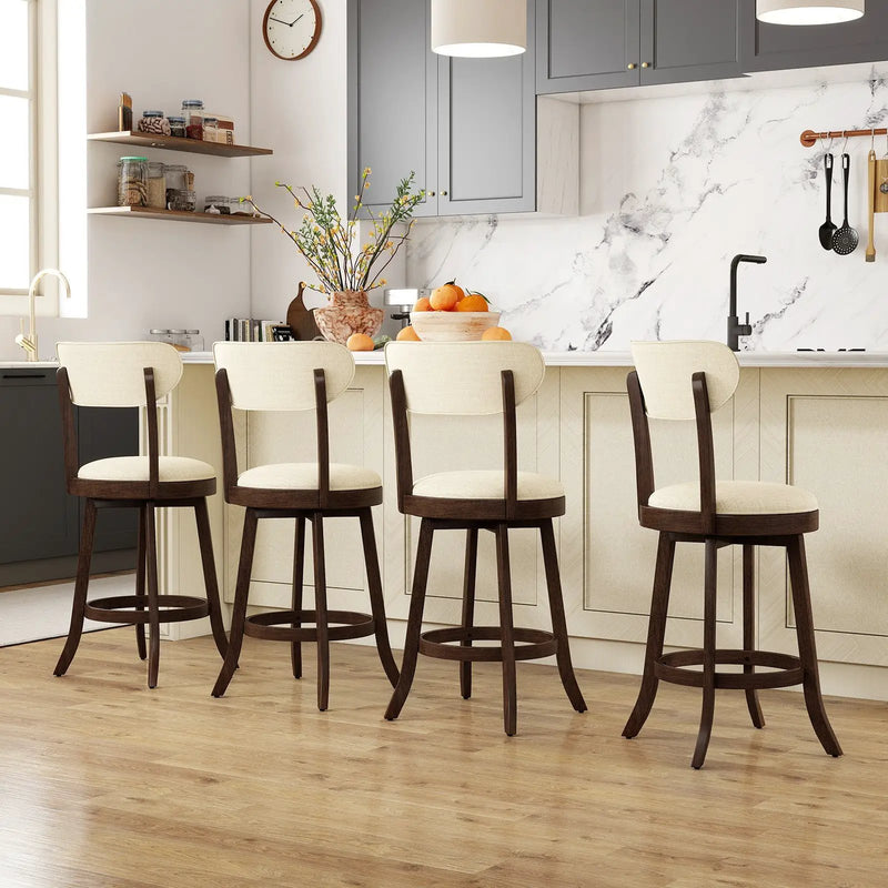 25.5 Inch Counter Height Chairs Set of 2 with Padded Seat and Backrest-Brown by DirectDeals