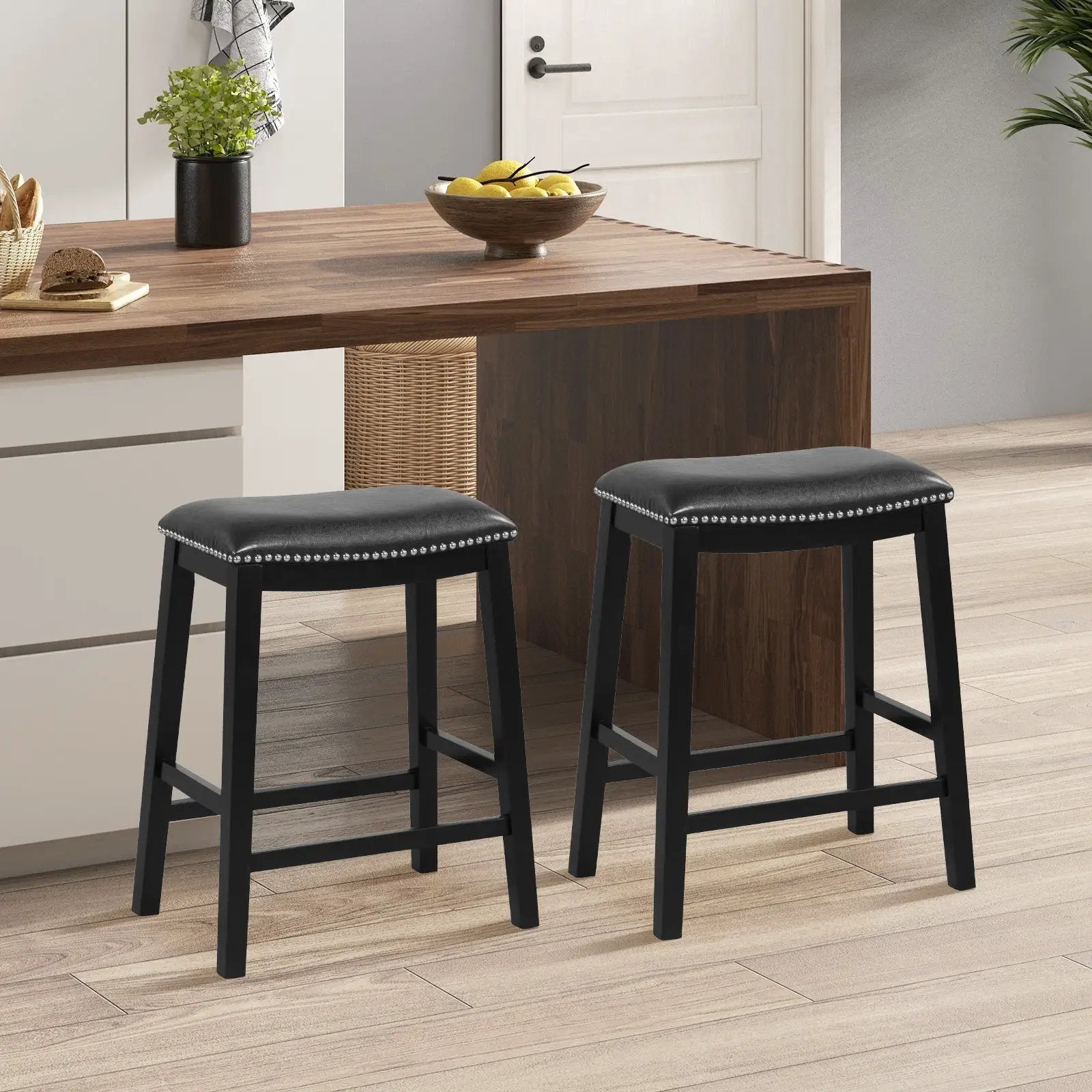 26 Inch Counter Height Bar Stool Set of 2 with Upholstered Seat by DirectDeals