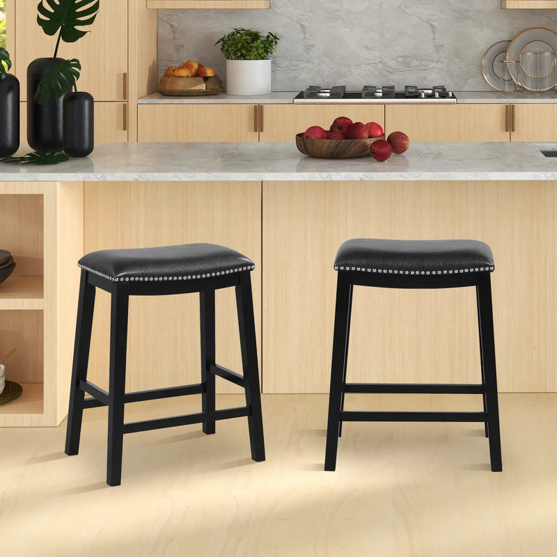 26 Inch Counter Height Bar Stool Set of 2 with Upholstered Seat by DirectDeals