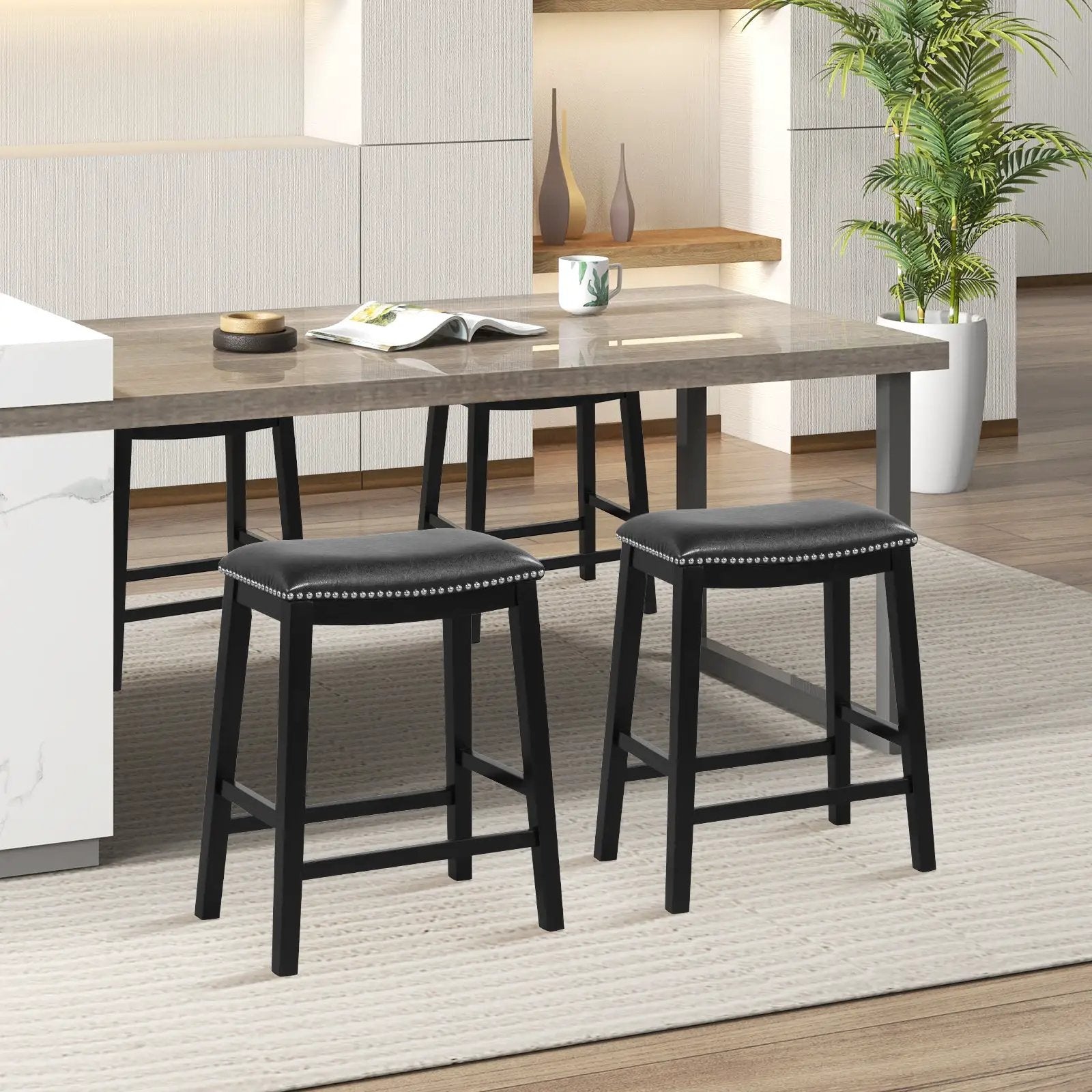 26 Inch Counter Height Bar Stool Set of 2 with Upholstered Seat by DirectDeals