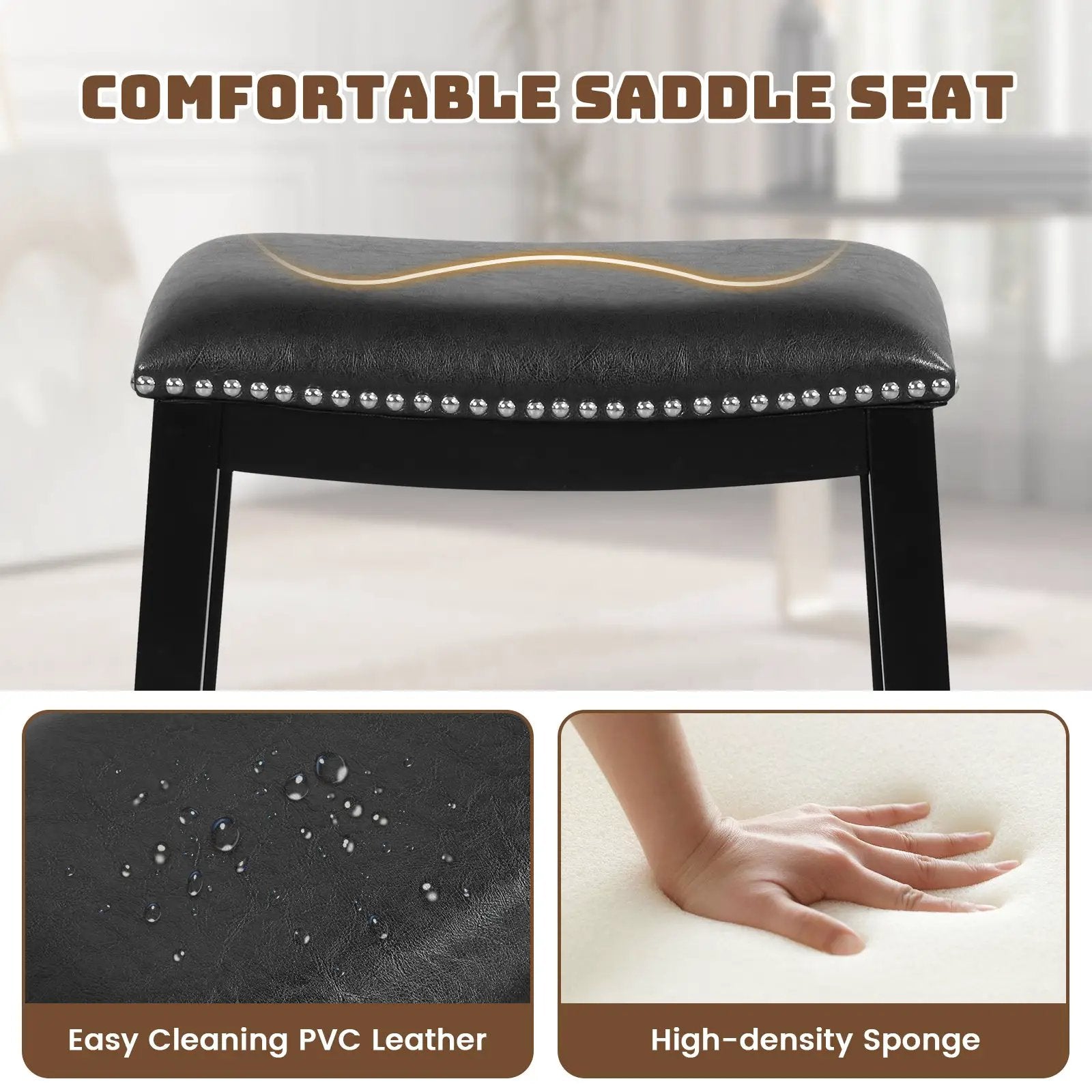 26 Inch Counter Height Bar Stool Set of 2 with Upholstered Seat by DirectDeals