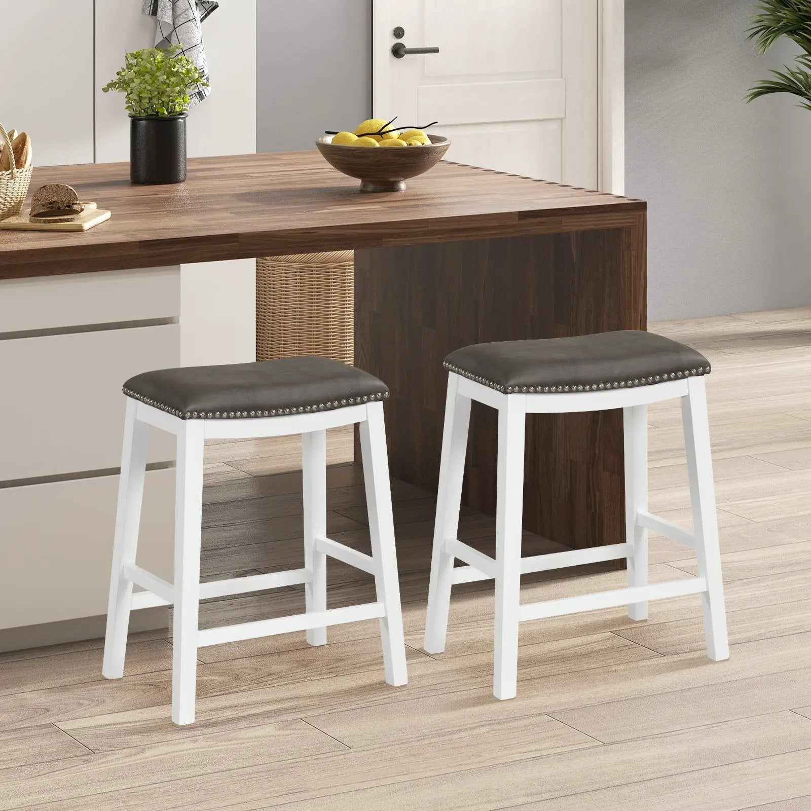 26 Inch Counter Height Bar Stool Set of 2 with Upholstered Seat by DirectDeals