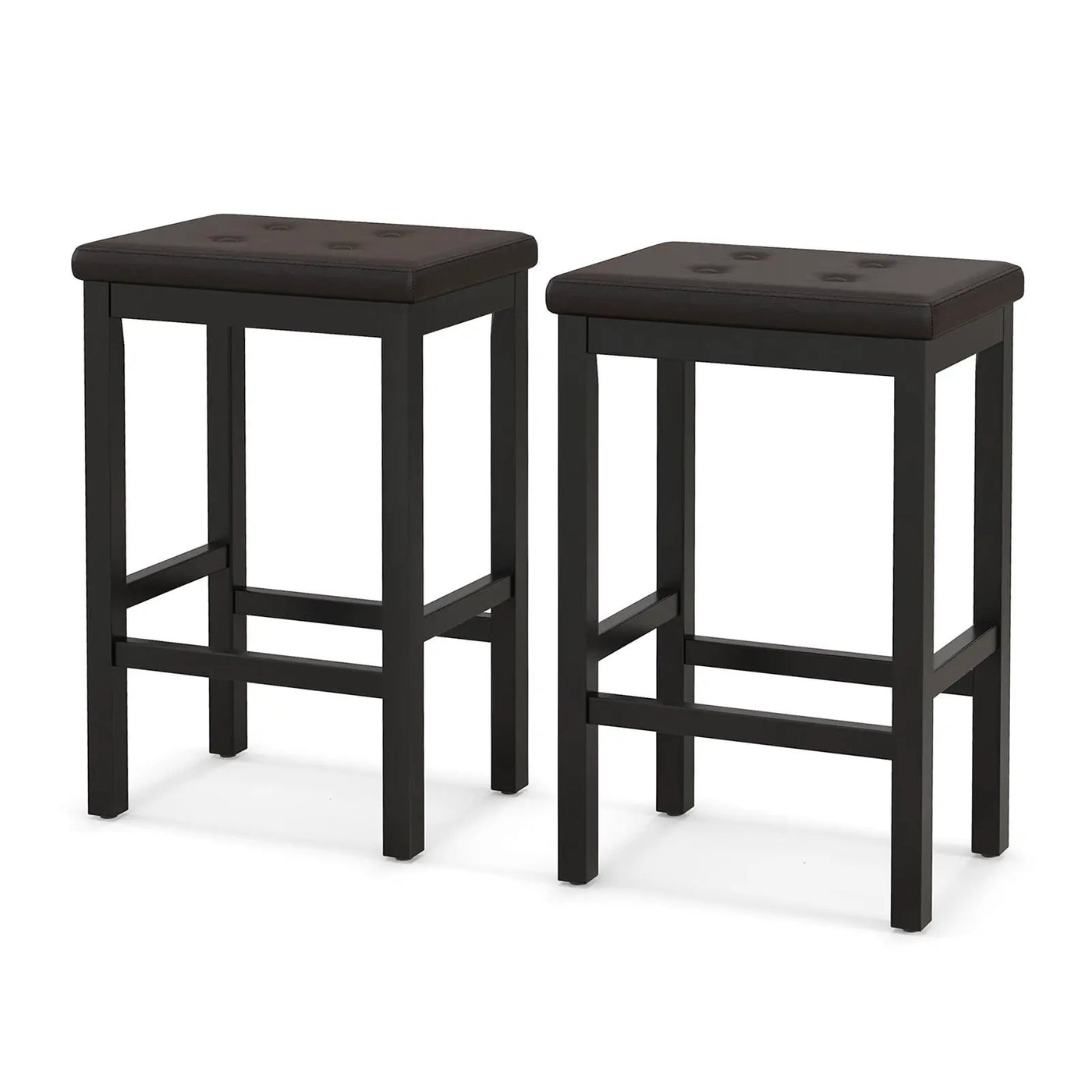 24 Inch Bar Stools with Padded Seat Footrest and Rubber Wood Frame by DirectDeals