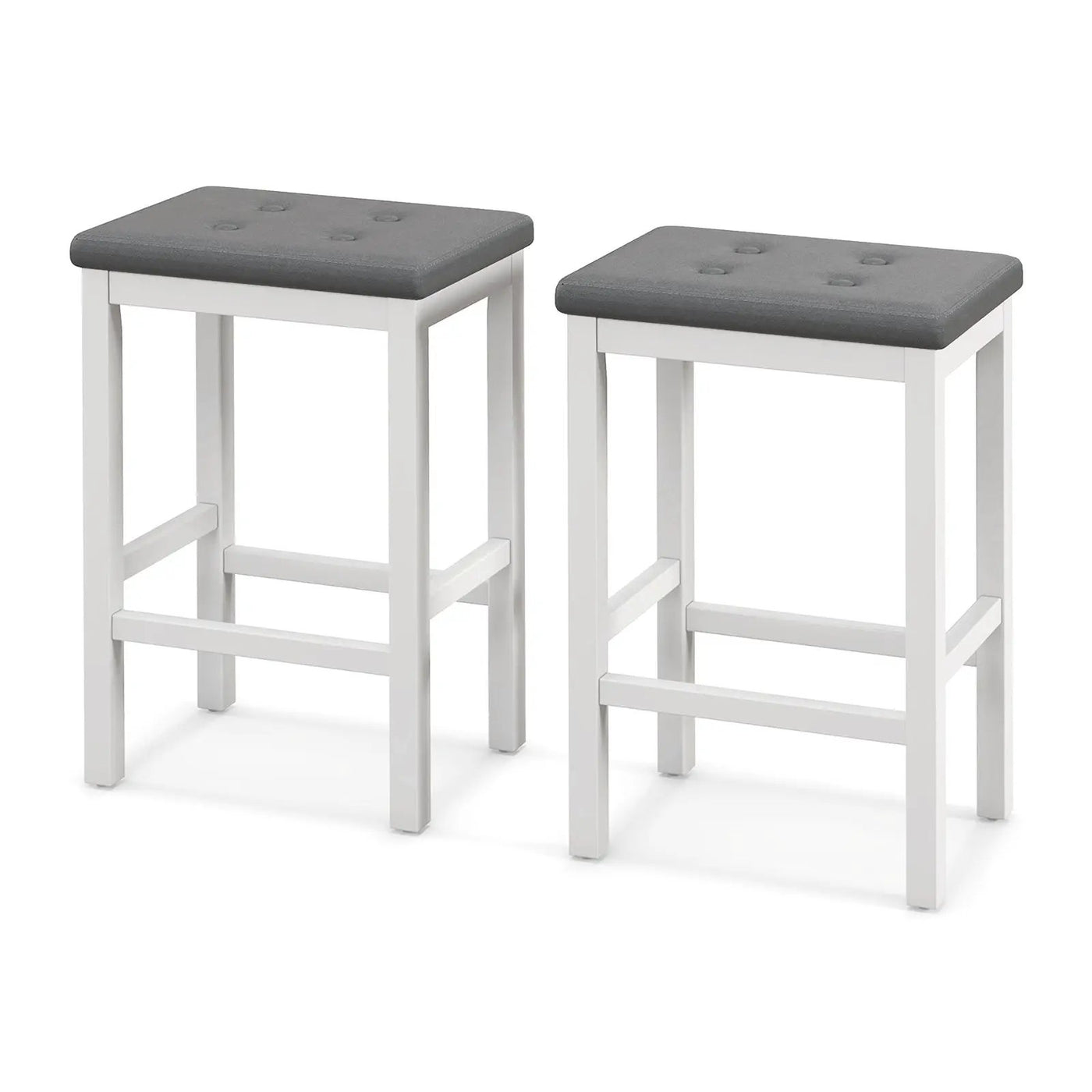 24 Inch Bar Stools with Padded Seat Footrest and Rubber Wood Frame by DirectDeals