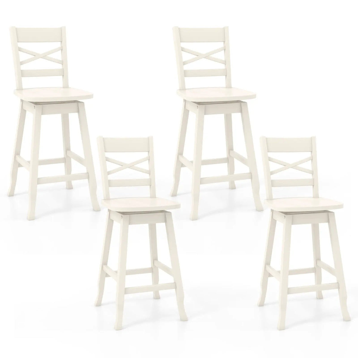 Swivel 24-Inch Counter Height Stool Set of 2 with Inclined Backrest by DirectDeals