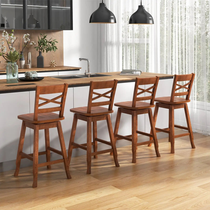 Swivel 24-Inch Counter Height Stool Set of 2 with Inclined Backrest by DirectDeals