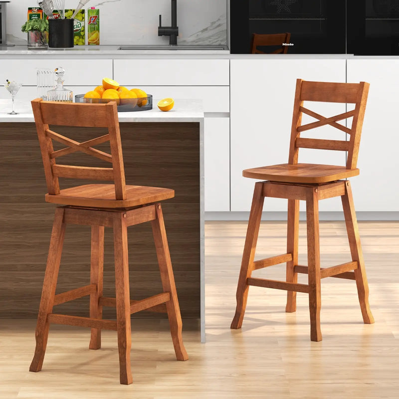 Swivel 24-Inch Counter Height Stool Set of 2 with Inclined Backrest by DirectDeals
