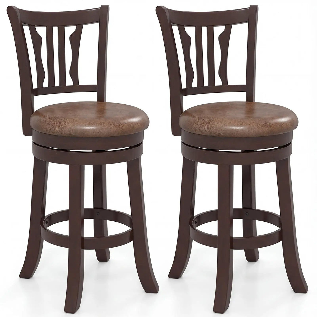 Counter Height Swivel Bar Stools Set of 2 with Back and Solid Rubber Frame by DirectDeals