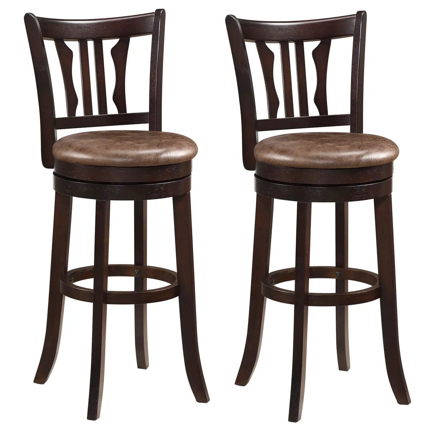 Counter Height Swivel Bar Stools Set of 2 with Back and Solid Rubber Frame by DirectDeals