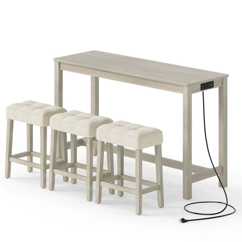 Counter Height Table with 3 Stools and 4-Piece Breakfast Nook Bar Set-Gray by DirectDeals