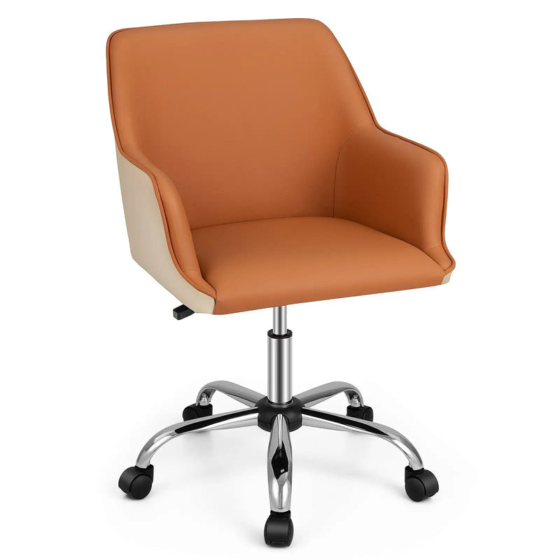 PU Covered Office Chair with Adjustable Height and Sponge Padded Cushion-Brown by DirectDeals